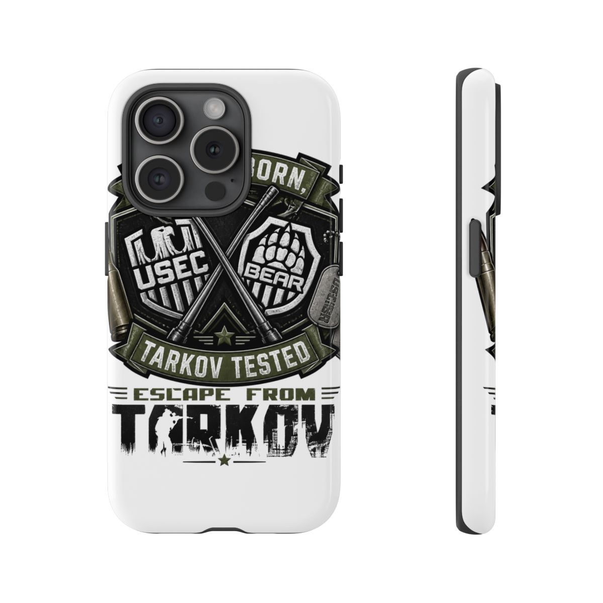 Escape From Tarkov "Battle Born, Tarkov Tested" Phone Case - alternate angle 1, merchandise