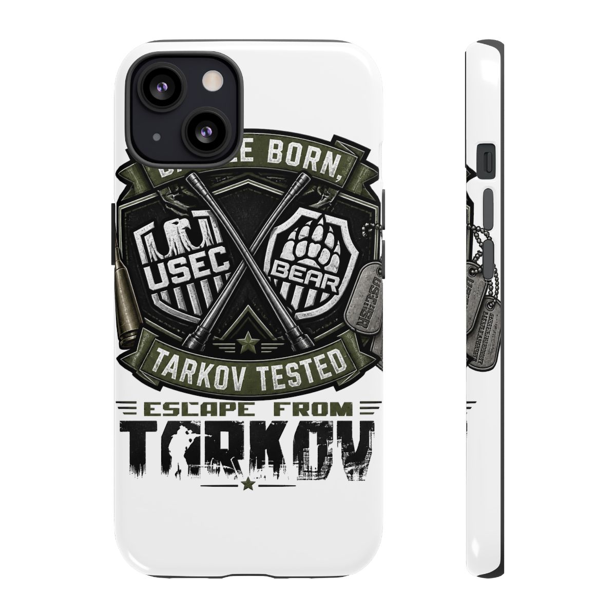 Escape From Tarkov "Battle Born, Tarkov Tested" Phone Case - alternate angle 2, merchandise